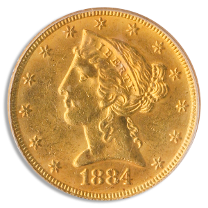 1884 $5 Liberty PCGS MS63 CAC
