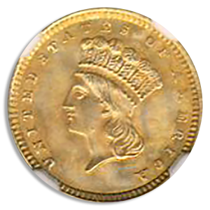 1857 Gold $1 Type 3 NGC MS66 CAC