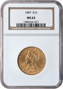 $10 Liberty Certified MS63 (Dates/Types Vary)