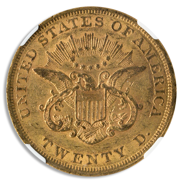1852 $20 Liberty NGC AU55 CAC 1852 $20 Liberty NGC AU55 CAC