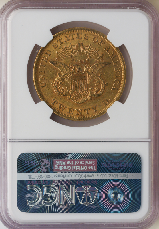 1852 $20 Liberty NGC AU55 CAC + 1852 $20 Liberty NGC AU55 CAC +