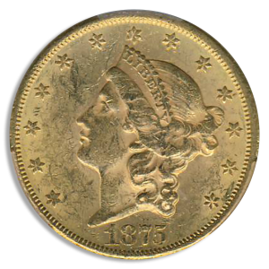1875-CC $20 Liberty PCGS MS60 CAC