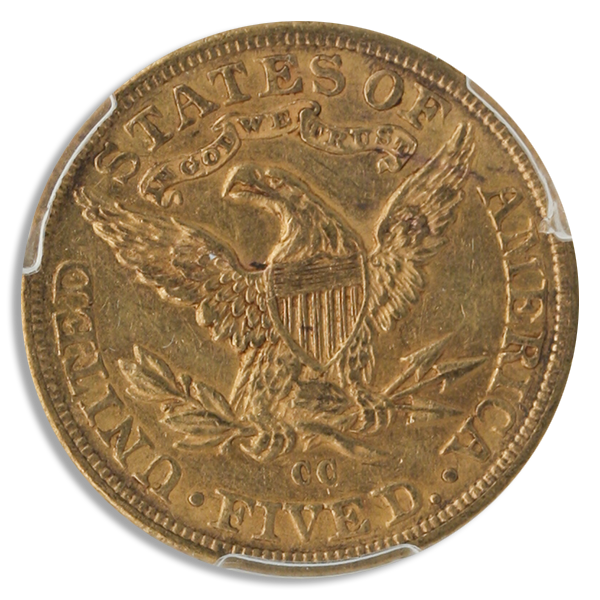1890-CC $5 Liberty PCGS AU58 CAC 1890-CC $5 Liberty PCGS AU58 CAC