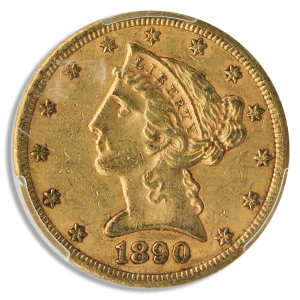 1890-CC $5 Liberty PCGS AU55 CAC