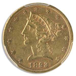 1893-CC $5 Liberty PCGS AU55 CAC