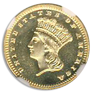1887 Gold $1 Type III NGC PR66 CAC +